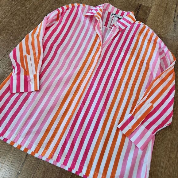 NWOT Beach Riot Oversized Alexa Stripe Top Lrg Colorful Preppy Vacay Beach Happy - Picture 12 of 12